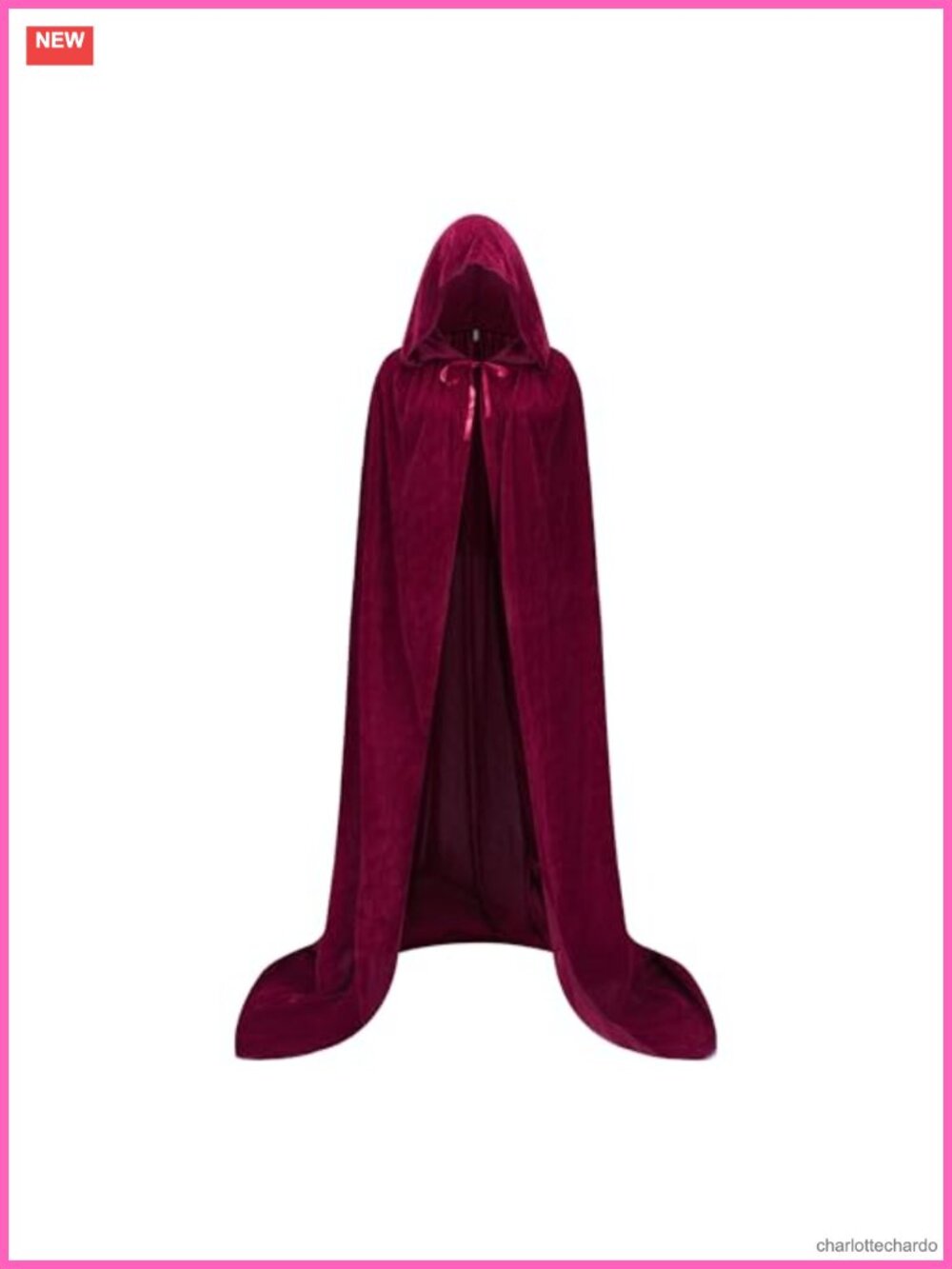 Velvet Hooded Cape Cloak Strappy Neck Unisex Adult Halloween Costume